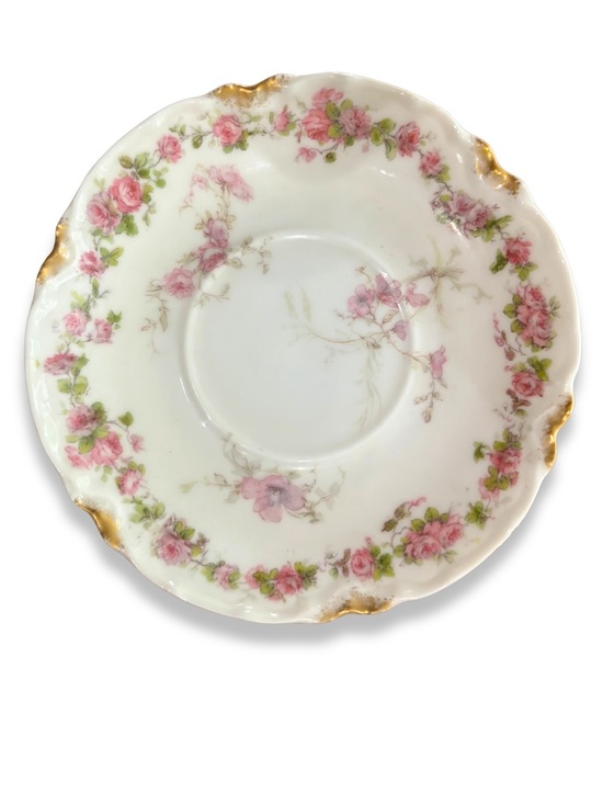 Haviland Limoges Other - Antique Haviland Limoges France Pink Floral Saucer 4.75” Gold Trim Cottagecore